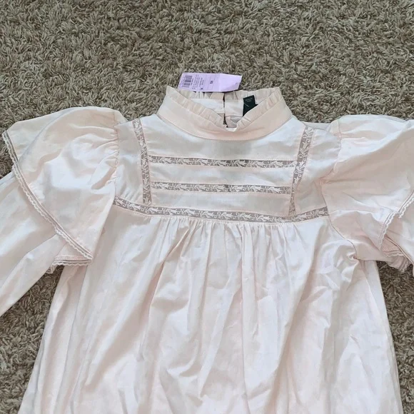 NWT Wild Fable Light Pink High Neck Poplin Baby Doll Dress with Long Sleeves XS - Picture 4 of 9